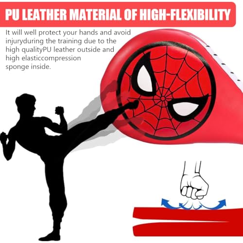 Proberos Taekwondo Kick Pads, Spiderman Print Kicking Padfor Kids, Synthetic Leather Double Face Kicking Target Taekwondo Kick Pad, Taekwondo Fan PAD Single for Training & Practice Proberos Taekwondo Kick Pads, Spiderman Print Kicking Padfor Kids, Synthetic Leather Double Face Kicking Target Taekwondo Kick Pad, Taekwondo Fan PAD Single for Training & Practice
